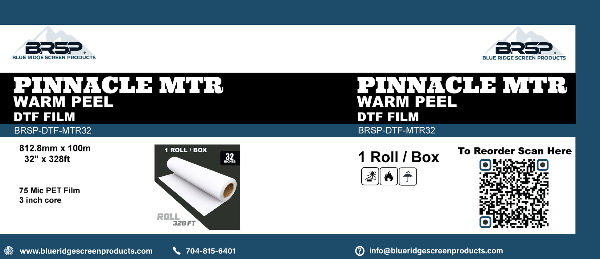 Pinnacle 32" MTR (Matte) Warm Peel DTF Film, front view