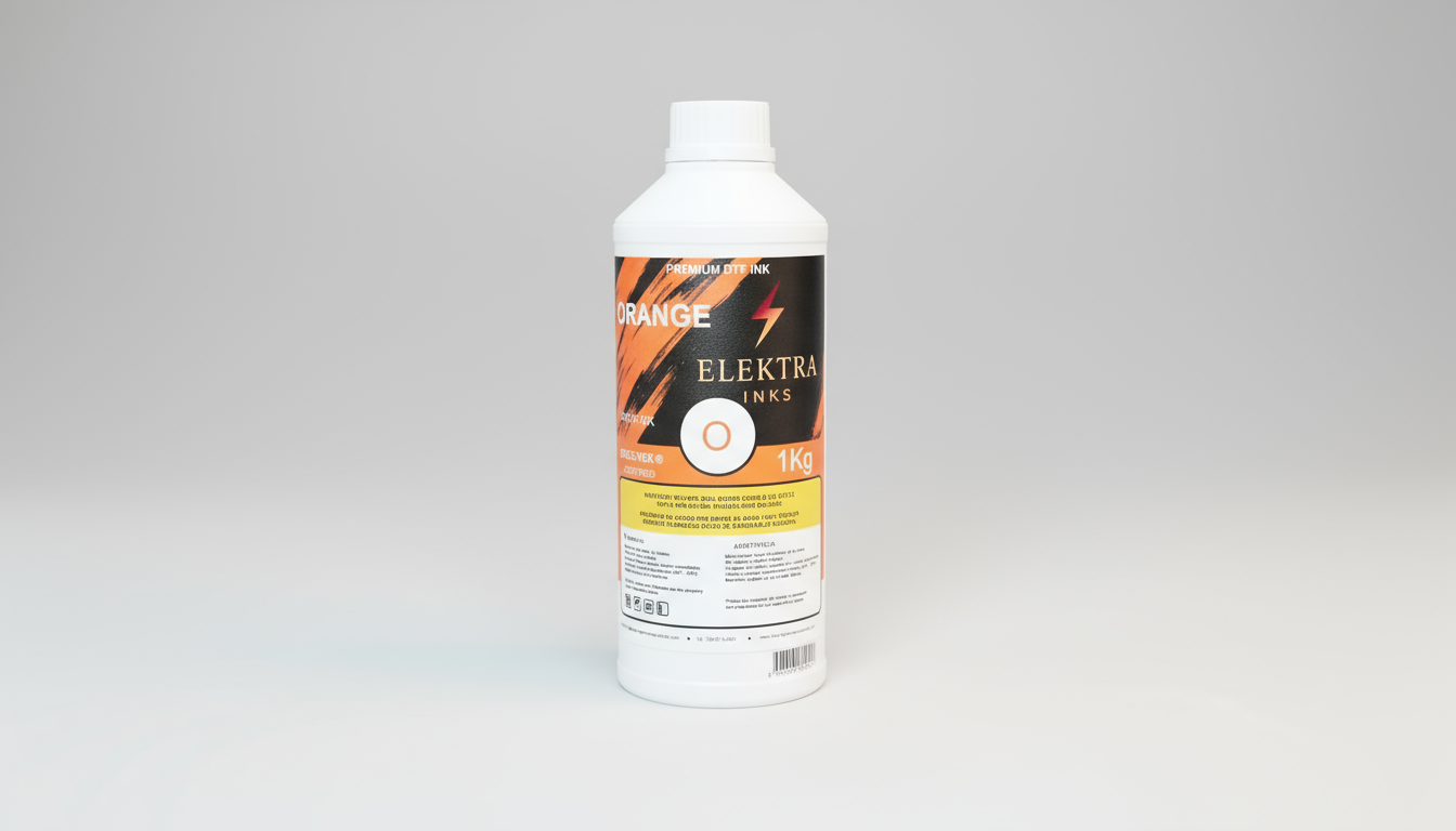 Bottle of Elektra ink on a white background