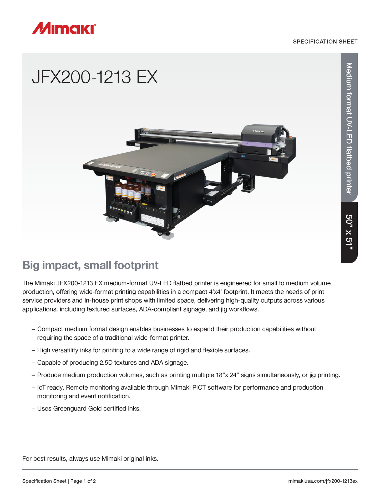Mimaki JFX200-1213EX UV-LED Flatbed Printer