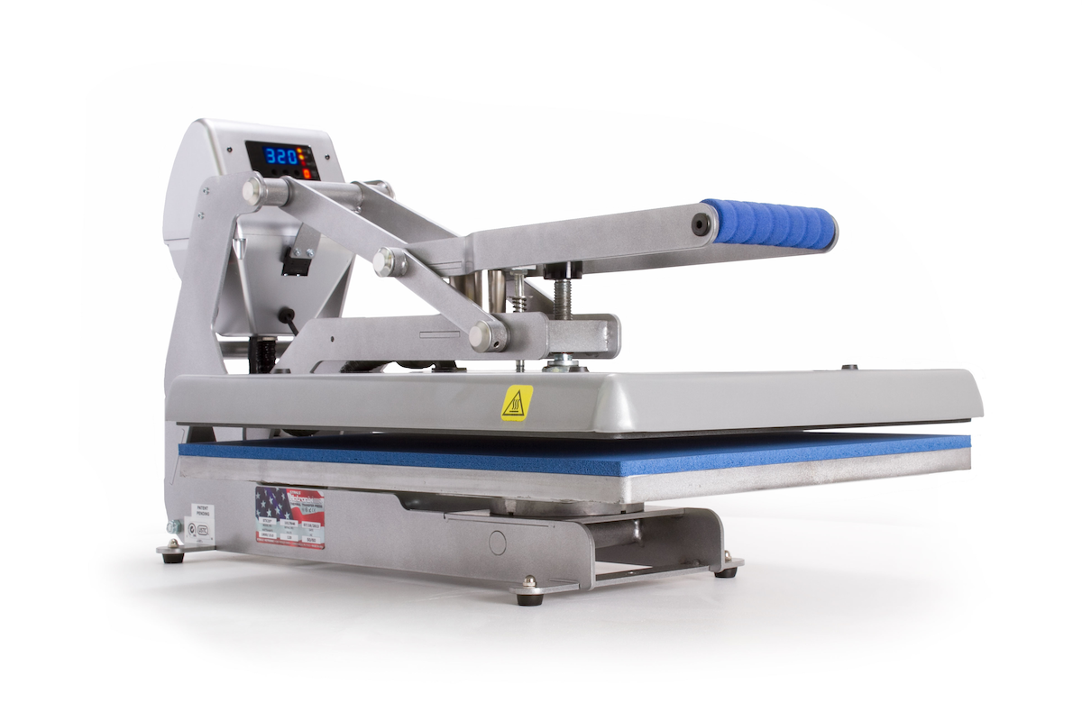 Heat press machine on a white background