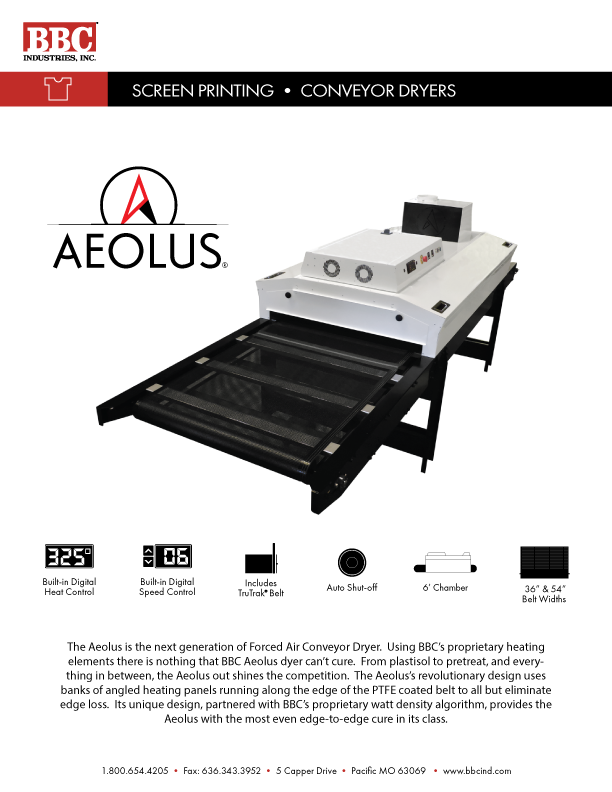 BBC Industries AEOLUS Forced Air Electric Conveyor Dryer