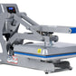 Gray heat press machine with digital display on a white background