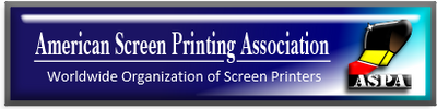 Logo of the American Screen Printing Association with a blue and white color scheme.