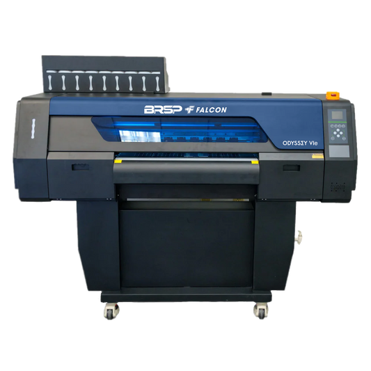Large DTF printer with 'BRSP Falcon Odyssey VIe' branding on a white background