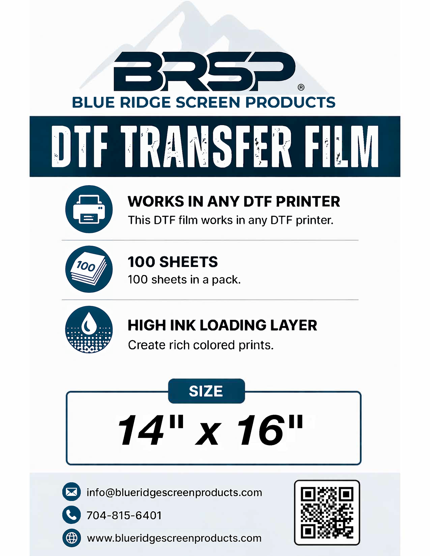 BRSP Transfer Film for Direct to Film - 100 Sheets per Box
