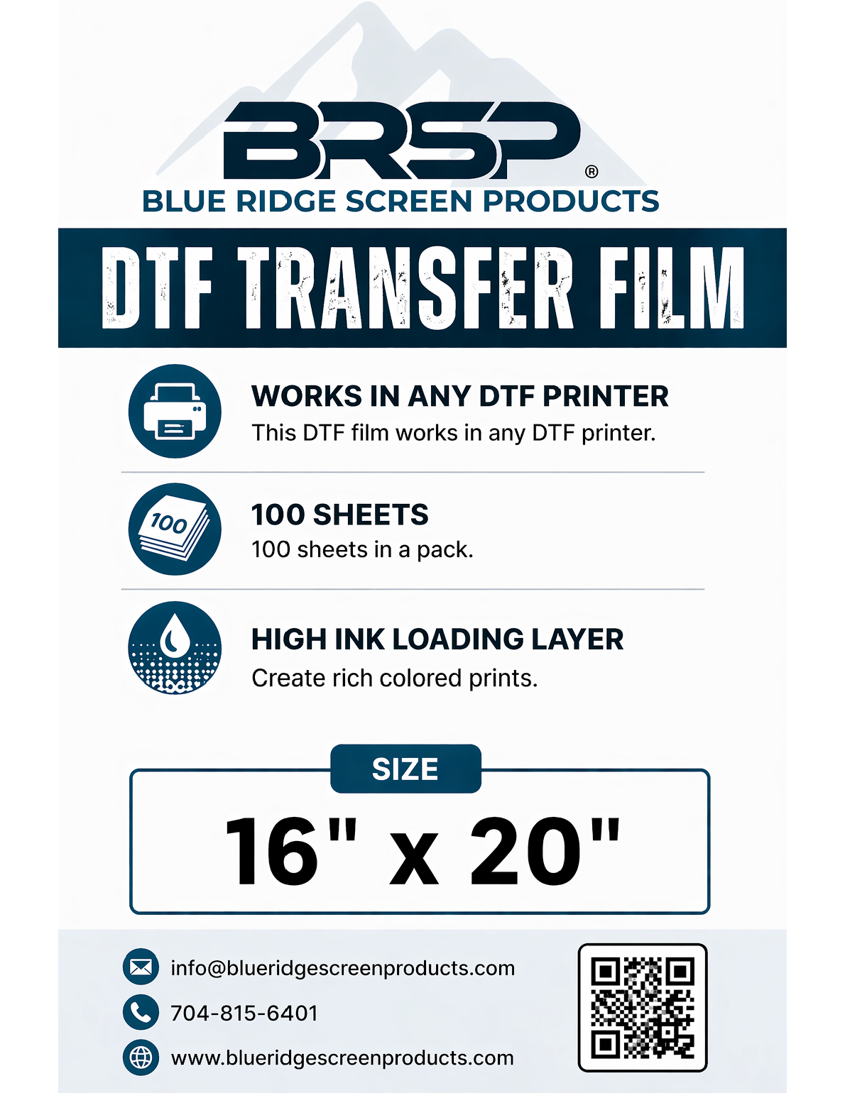 BRSP Transfer Film for Direct to Film - 100 Sheets per Box