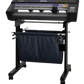 Large plotter with a roll of black material on a white background