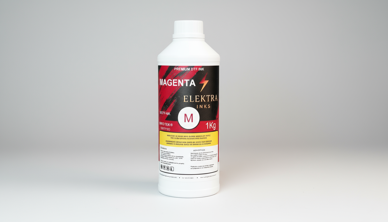 Elektra Magenta ink bottle on a white background