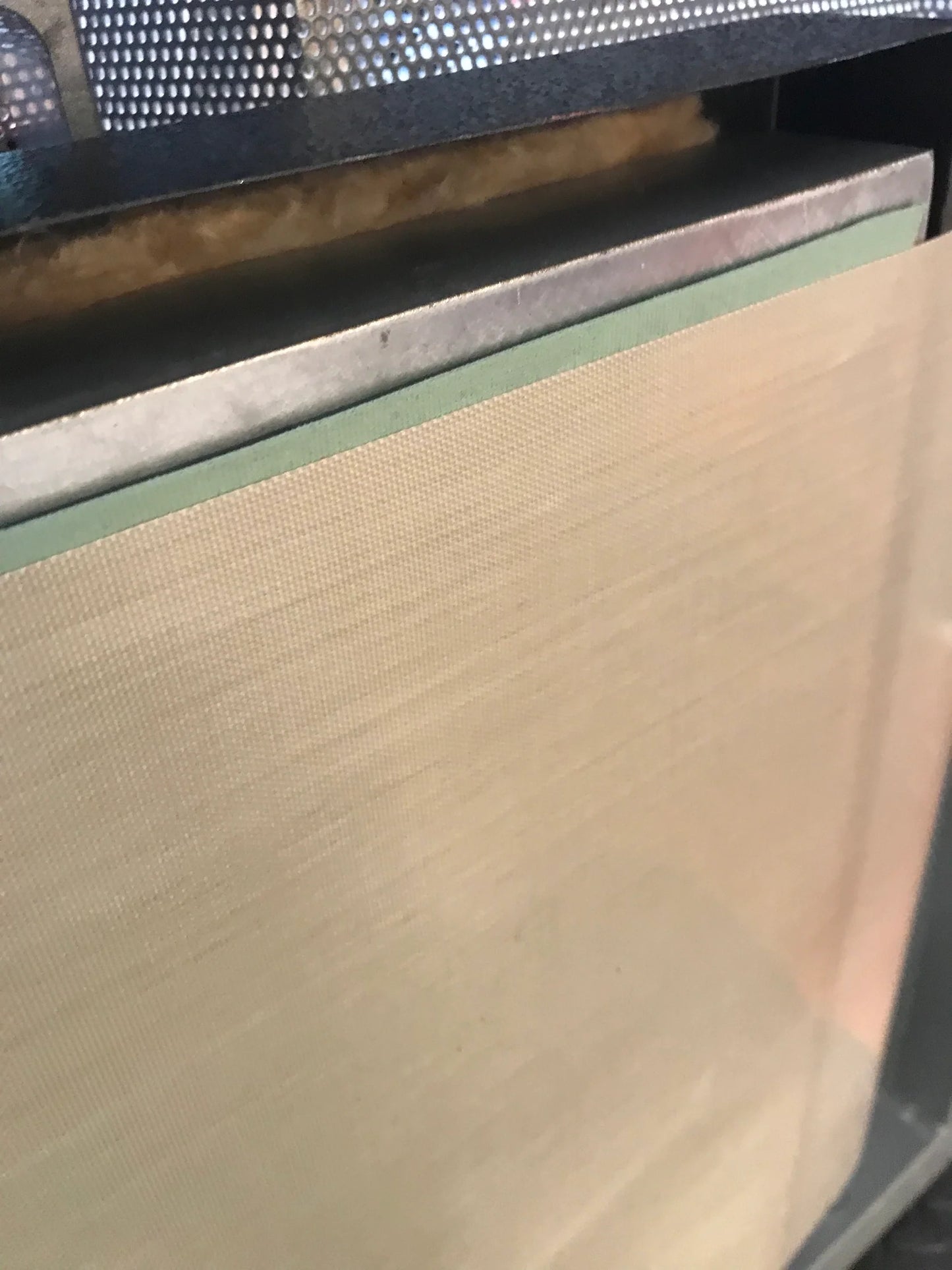 Stampinator Green Rubber behind teflon