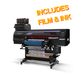 Large printing machine with text 'INCLUDES FILM & INK' on a white background