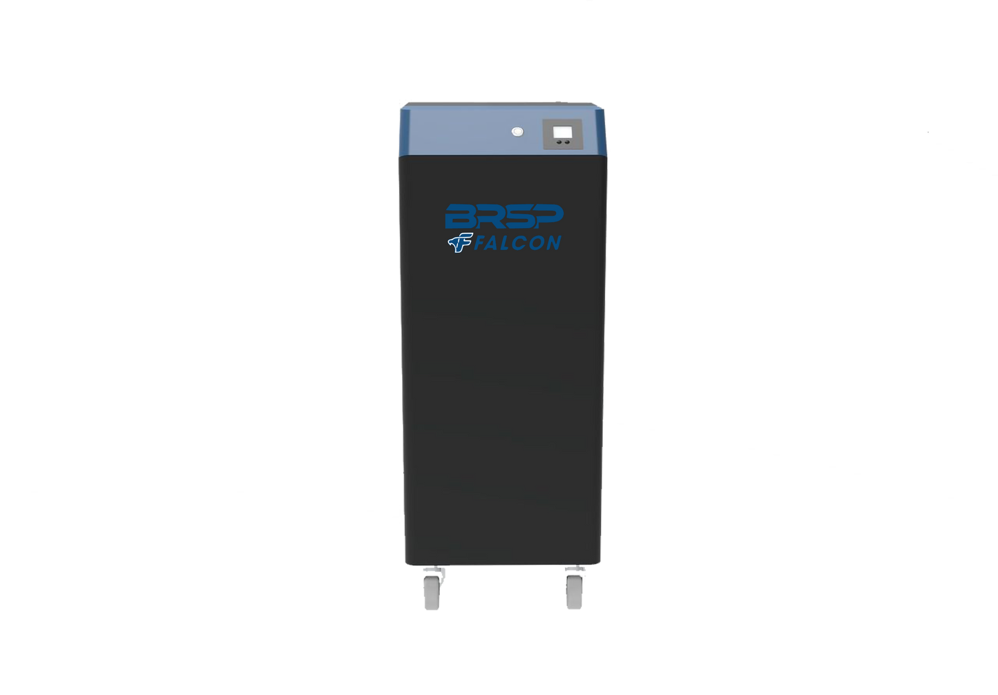 Black and blue fume extractor with BRSP Falcon branding on the front