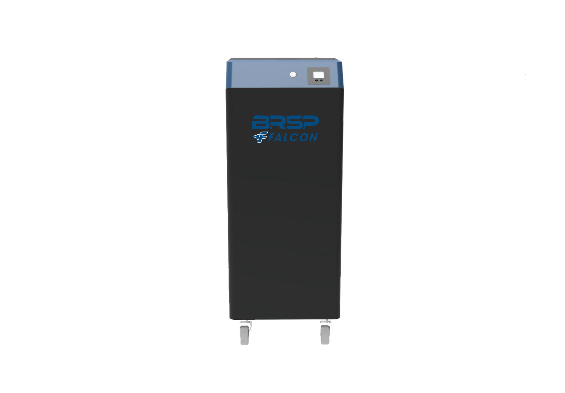 Black and blue fume extractor with BRSP Falcon branding on the front