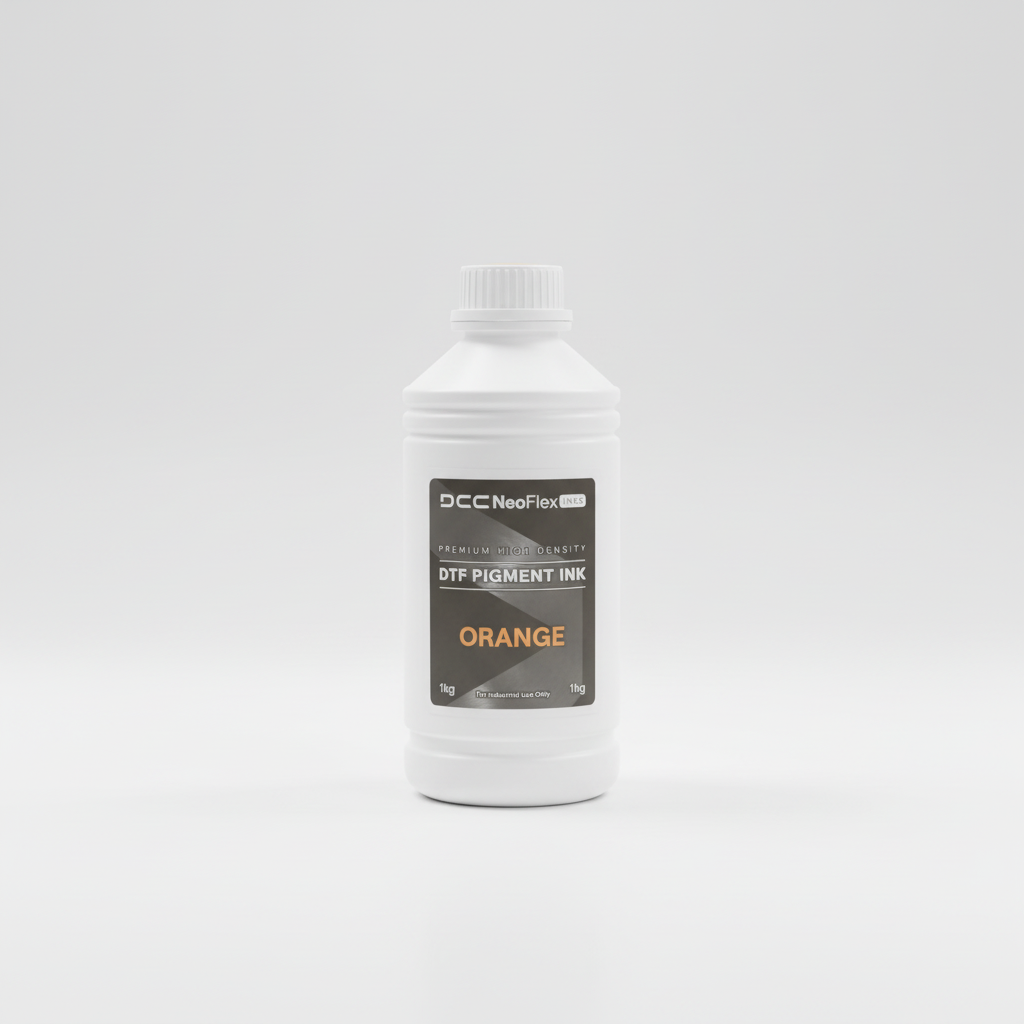 Bottle of DCC NeoFlex DTF Pigment Ink on a white background