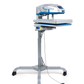 Heat press on a stand with a white background