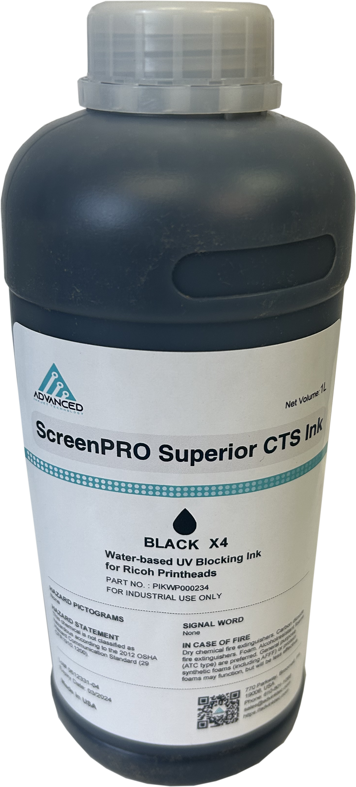 Advanced Inkjet Systems Advanced Inkjet Technology X-4 High Density UV Blocking Ink (1 LT ea ...