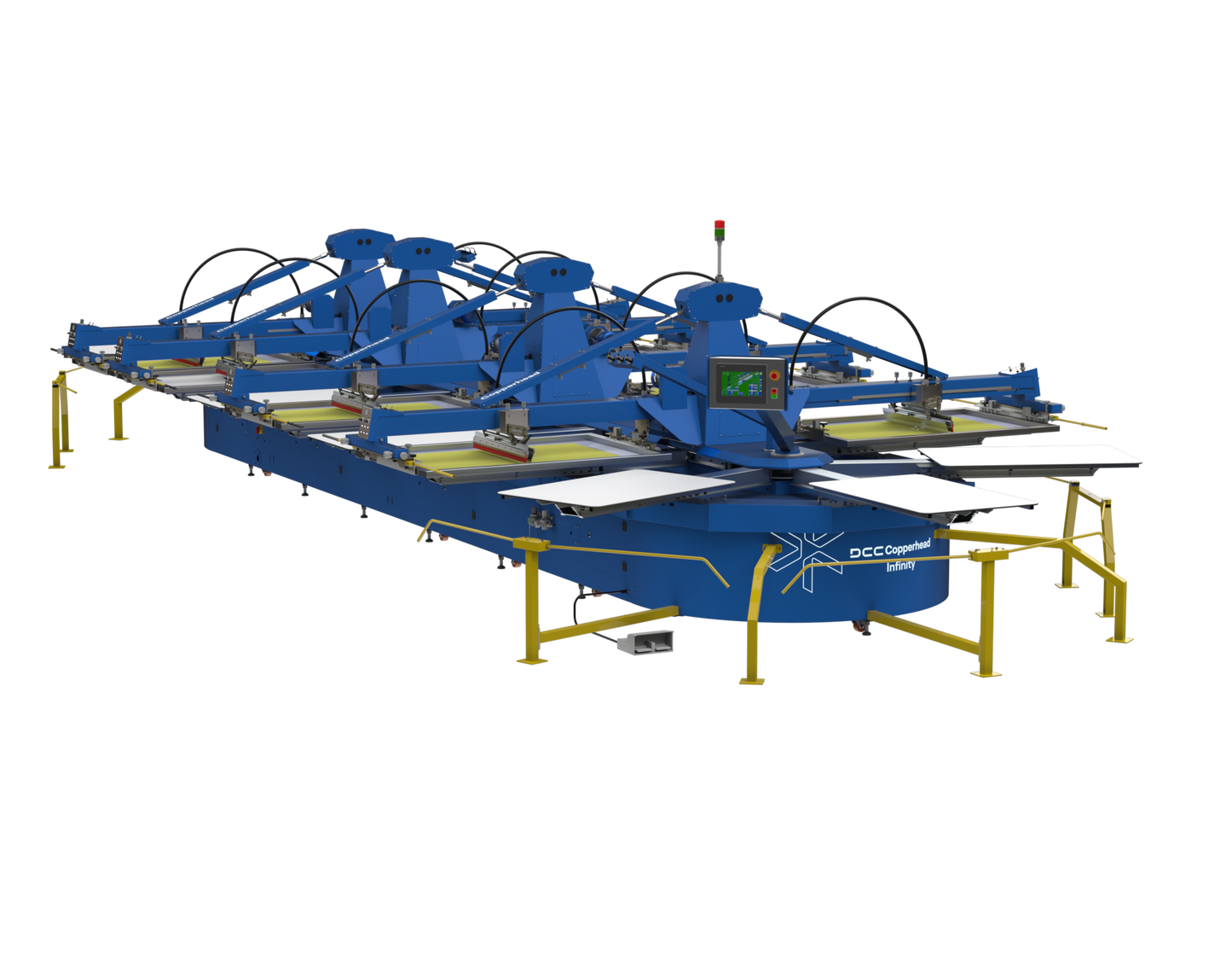 picture of blue oval screen printing press