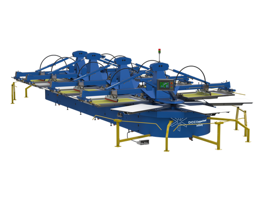 picture of blue oval screen printing press